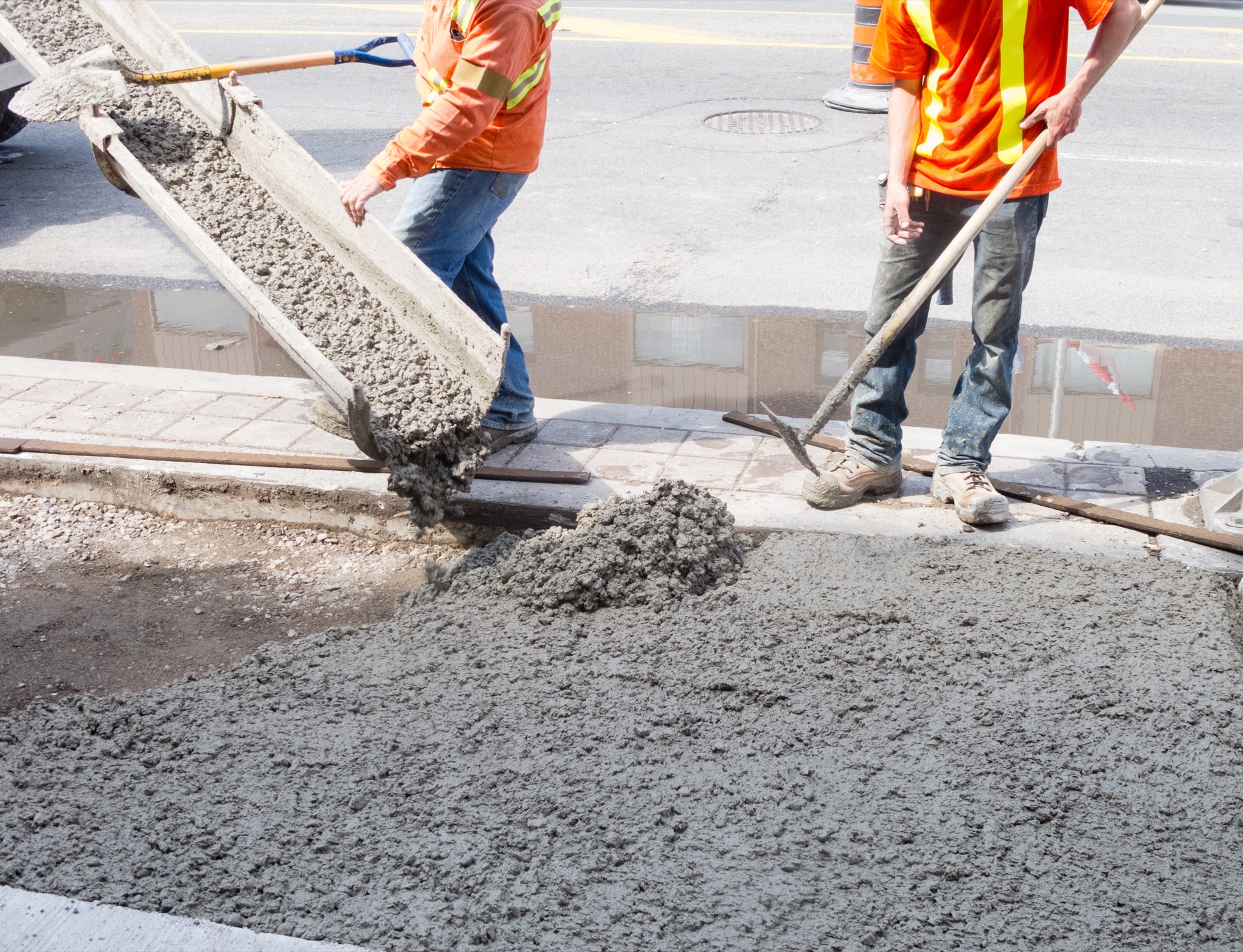 Concrete pour for road project